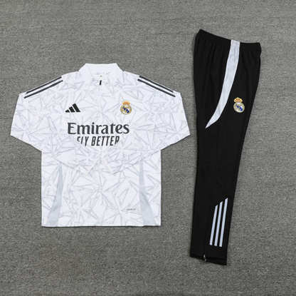 Real Madrid White Grid Tracksuit